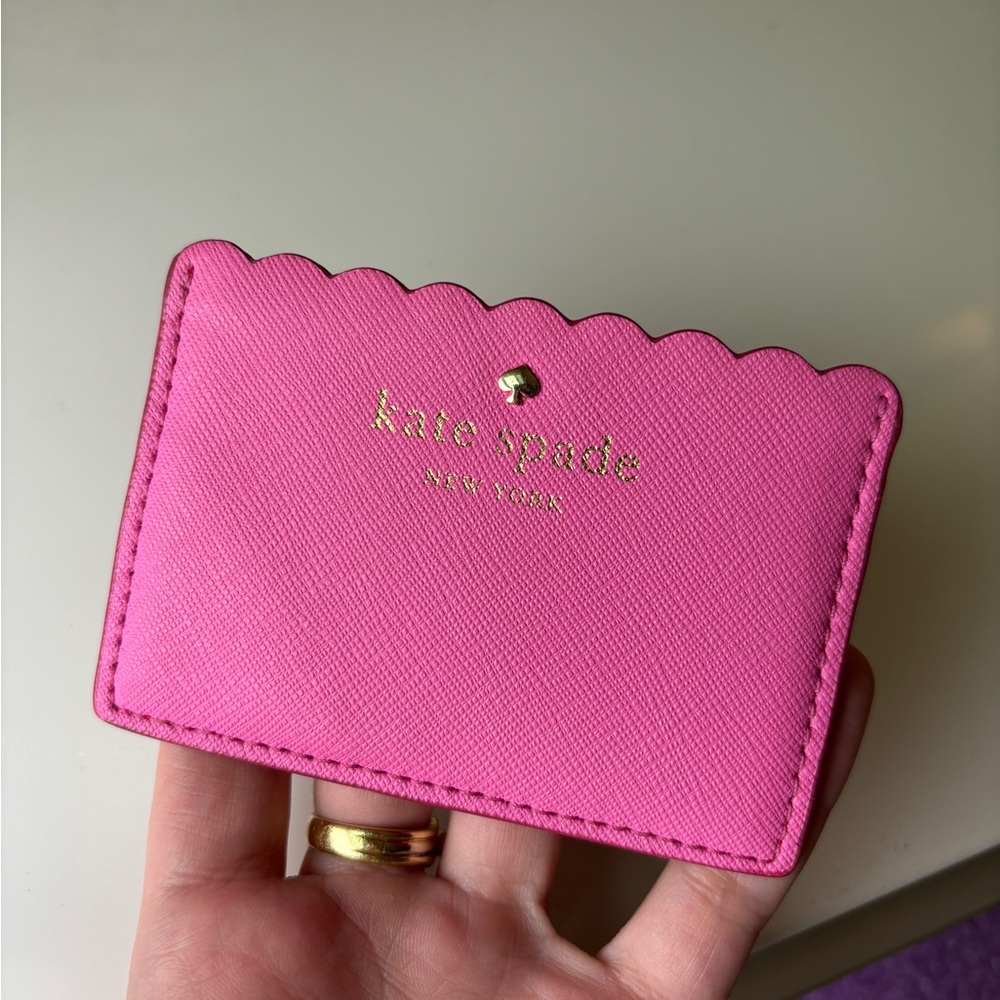 Kate Spade Pink and Red Scalloped Card Case - Picture 6 of 7